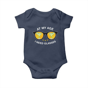Funny Drinking At My Age I Need Glasses Baby Onesie TS09 Navy Print Your Wear
