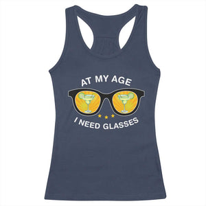 Funny Drinking At My Age I Need Glasses Racerback Tank Top TS09 Navy Print Your Wear