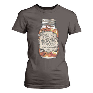 Drinking Powered By Pure Moonshine T Shirt For Women TS09 Dark Chocolate Print Your Wear