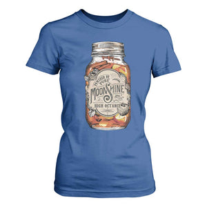 Drinking Powered By Pure Moonshine T Shirt For Women TS09 Royal Blue Print Your Wear