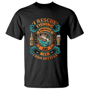 Funny Fishing Drinking T Shirt I Rescue Fish From Water And Beer From Bottles TS09 Black Print Your Wear