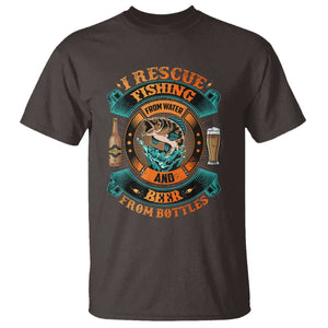 Funny Fishing Drinking T Shirt I Rescue Fish From Water And Beer From Bottles TS09 Dark Chocolate Print Your Wear