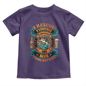 Funny Fishing Drinking Toddler T Shirt I Rescue Fish From Water And Beer From Bottles TS09 Purple Print Your Wear