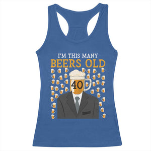 Funny 40th Birthday Drinking Racerback Tank Top I'm This Many Beers Old TS09 Royal Blue Print Your Wear