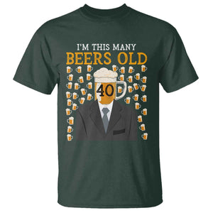 Funny 40th Birthday Drinking T Shirt I'm This Many Beers Old TS09 Dark Forest Green Print Your Wear