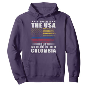 Colombian American Hoodie My Home Is In The USA But My Heart Is From Colombia TS09 Purple Print Your Wear