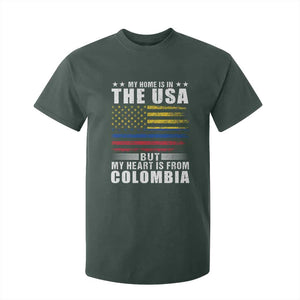 Colombian American T Shirt For Kid My Home Is In The USA But My Heart Is From Colombia TS09 Dark Forest Green Print Your Wear