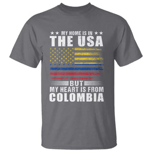 Colombian American T Shirt My Home Is In The USA But My Heart Is From Colombia TS09 Charcoal Print Your Wear