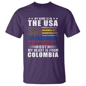 Colombian American T Shirt My Home Is In The USA But My Heart Is From Colombia TS09 Purple Print Your Wear