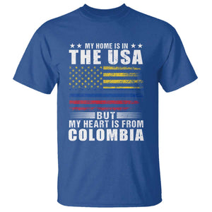 Colombian American T Shirt My Home Is In The USA But My Heart Is From Colombia TS09 Royal Blue Print Your Wear