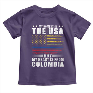 Colombian American Toddler T Shirt My Home Is In The USA But My Heart Is From Colombia TS09 Purple Print Your Wear