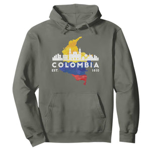 Colombian Pride Hoodie Colombia Est. 1810 TS09 Military Green Print Your Wear
