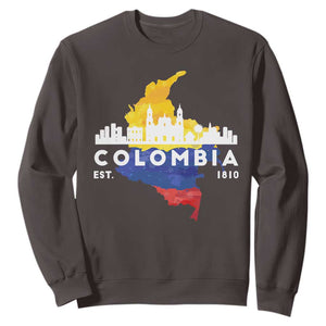 Colombian Pride Sweatshirt Colombia Est. 1810 TS09 Dark Chocolate Print Your Wear