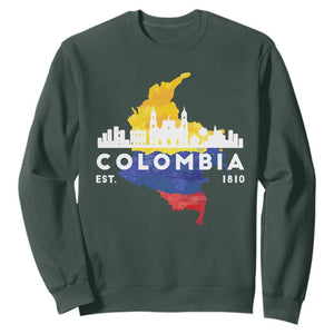 Colombian Pride Sweatshirt Colombia Est. 1810 TS09 Dark Forest Green Print Your Wear