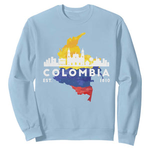 Colombian Pride Sweatshirt Colombia Est. 1810 TS09 Light Blue Print Your Wear