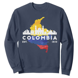 Colombian Pride Sweatshirt Colombia Est. 1810 TS09 Navy Print Your Wear