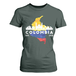 Colombian Pride T Shirt For Women Colombia Est. 1810 TS09 Dark Forest Green Print Your Wear