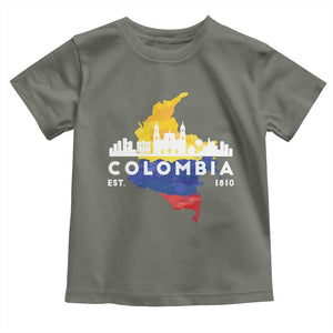 Colombian Pride Toddler T Shirt Colombia Est. 1810 TS09 Military Green Print Your Wear