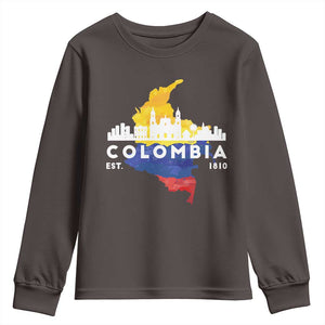 Colombian Pride Youth Sweatshirt Colombia Est. 1810 TS09 Dark Chocolate Print Your Wear