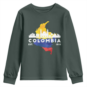 Colombian Pride Youth Sweatshirt Colombia Est. 1810 TS09 Dark Forest Green Print Your Wear