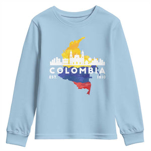 Colombian Pride Youth Sweatshirt Colombia Est. 1810 TS09 Light Blue Print Your Wear