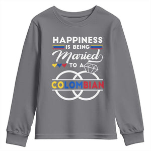 Happiness Is Being Married To A Colombian Youth Sweatshirt TS09 Charcoal Print Your Wear