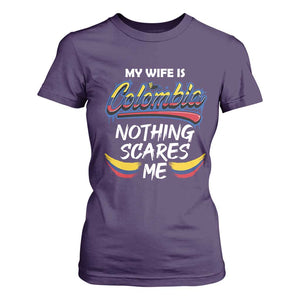Funny My Wife Is Colombian T Shirt For Women Nothing Scares Me Colombia Flag TS09 Purple Print Your Wear