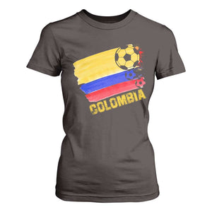 Colombian Colombia Soccer Support T Shirt For Women TS09 Dark Chocolate Print Your Wear