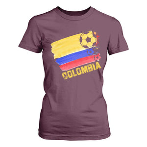 Colombian Colombia Soccer Support T Shirt For Women TS09 Maroon Print Your Wear