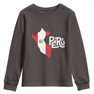Peruvian Pride Youth Sweatshirt Peru Est. 1821 TS09 Dark Chocolate Print Your Wear