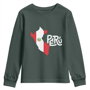 Peruvian Pride Youth Sweatshirt Peru Est. 1821 TS09 Dark Forest Green Print Your Wear