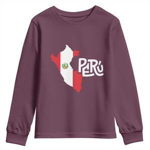Peruvian Pride Youth Sweatshirt Peru Est. 1821 TS09 Maroon Print Your Wear