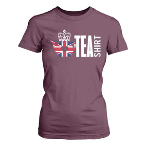 Funny English Tea UK Flag T Shirt For Women TS09 Maroon Print Your Wear