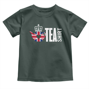 Funny English Tea UK Flag Toddler T Shirt TS09 Dark Forest Green Print Your Wear