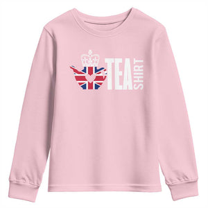 Funny English Tea UK Flag Youth Sweatshirt TS09 Light Pink Print Your Wear