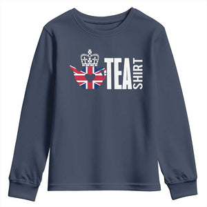 Funny English Tea UK Flag Youth Sweatshirt TS09 Navy Print Your Wear