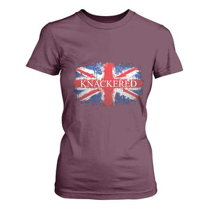 Funny Knackered The UK Flag British T Shirt For Women TS09 Maroon Print Your Wear