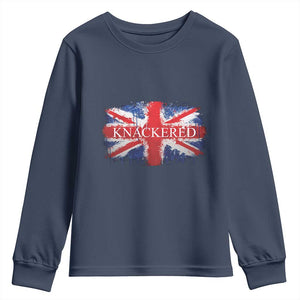 Funny Knackered The UK Flag British Youth Sweatshirt TS09 Navy Print Your Wear