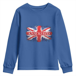Funny Knackered The UK Flag British Youth Sweatshirt TS09 Royal Blue Print Your Wear