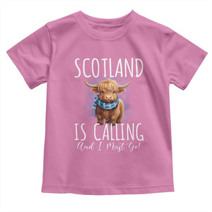 Scotland is Calling and I must Go Highland Cow Toddler T Shirt TS09 Azalea Print Your Wear