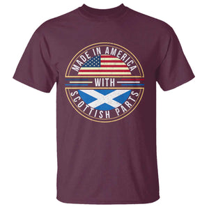 Scottish American T Shirt Made In America With Scottish Parts Scotland TS09 Maroon Print Your Wear