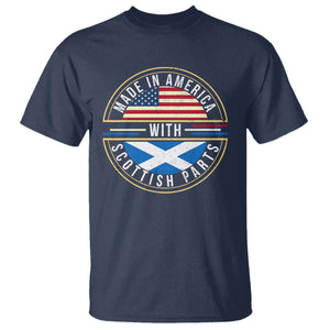 Scottish American T Shirt Made In America With Scottish Parts Scotland TS09 Navy Print Your Wear