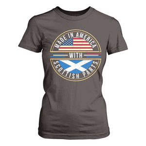 Scottish American T Shirt For Women Made In America With Scottish Parts Scotland TS09 Dark Chocolate Print Your Wear