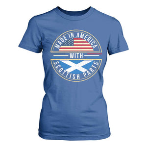 Scottish American T Shirt For Women Made In America With Scottish Parts Scotland TS09 Royal Blue Print Your Wear