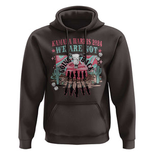 Harris Walz 2024 Hoodie We're Not Going Back Kamala Cowboy Cowgirl TS09 Dark Chocolate Print Your Wear