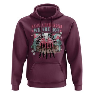Harris Walz 2024 Hoodie We're Not Going Back Kamala Cowboy Cowgirl TS09 Maroon Print Your Wear