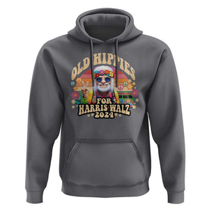 Old Hippies For Harris Walz 2024 Hoodie Kamala Support Groovy Vintage Boho TS09 Charcoal Print Your Wear