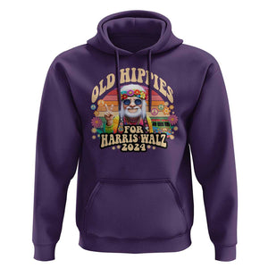 Old Hippies For Harris Walz 2024 Hoodie Kamala Support Groovy Vintage Boho TS09 Purple Print Your Wear