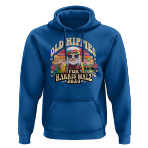 Old Hippies For Harris Walz 2024 Hoodie Kamala Support Groovy Vintage Boho TS09 Royal Blue Print Your Wear