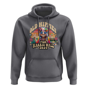 Old Hippies For Harris Walz 2024 Hoodie Kamala Support Groovy Vintage Boho Woman TS09 Charcoal Print Your Wear